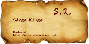 Sárga Kinga névjegykártya